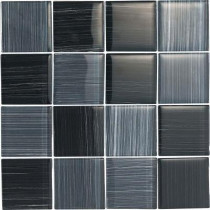 EPOCH Brushstrokes Nero-1501-3 Mosaic Glass Mesh Mounted - 4 in. x 4 in. Tile Sample-DISCONTINUED