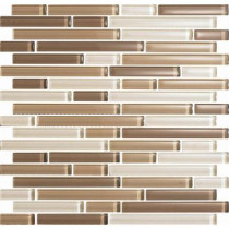 EPOCH Color Blends Arena-1605 S Gloss Strips Mosaic Glass Mesh Mounted Tile - 4 in. x 4 in. Tile Sample-DISCONTINUED