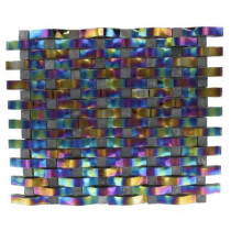 Splashback Tile Contempo Curve Rainbow Black 13 in. x 11 in. x 10 mm Glass Mosaic Wall Tile