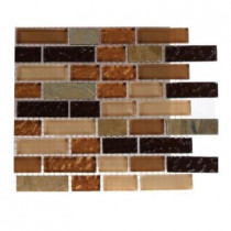 Splashback Tile Golden Trail Blend Bricks 1/2 in. x 2 in. Marble and Glass Mosaics Bricks - 6 in. x 6 in.Tile Sample