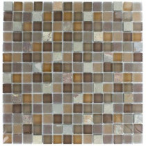 Splashback Tile Tectonic Squares Multicolor Slate and Earth Blend Glass Tiles - 6 in. x 6 in.Tile Sample