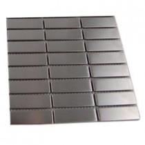 Splashback Tile Stainless Steel 1/2 in. x 2 in. Metal Tile Stacked Pattern Tile Sample