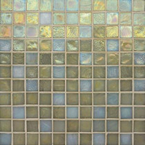 Studio E Edgewater Del Mar 1 in. x 1 in. 11-3/4 in. x 11-3/4 in. Glass Floor & Wall Mosaic Tile-DISCONTINUED