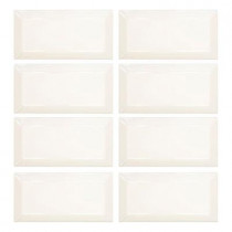 Jeffrey Court Pearl White Beveled 3 in. x 6 in. Ceramic Wall Tile