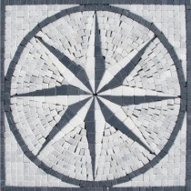MS International Black & White Star Medallion 12 in. x 12 in. Tumbled Marble Mesh Mounted Mosaic Tile