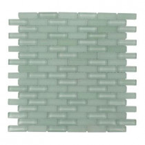 Splashback Tile 12 in. x 12 in. Contempo Spa Green Brick Glass Tile-DISCONTINUED