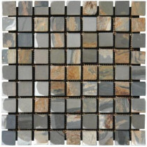 MS International Peacock 12 in. x 12 in. x 10 mm Tumbled Slate Mesh-Mounted Mosaic Tile (10 sq. ft. / case)