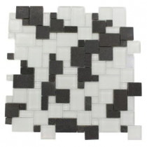 Splashback Tile Tetris Parisian Basalt 12 in. x 12 in. x 8 mm Natural Stone Floor and Wall Tile