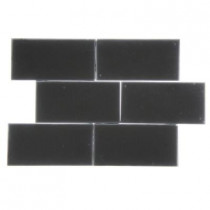 Splashback Tile Contempo Classic Black Frosted 3 in. x 6 in. Glass Subway Floor and Wall Tile-DISCONTINUED