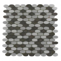 Splashback Tile Orbit Sleet Ovals Marble 12 in. x 12 in. x 8 mm Mosaic Floor and Wall Tile