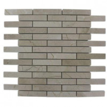Splashback Tile Crema Marfil Large Brick Pattern 12 in. x 12 in. x 8 mm Marble Mosaic Floor and Wall Tile