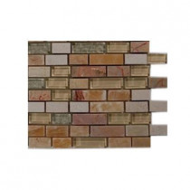 Splashback Tile Fields Of Gold Blend 1/2 in. x 2 in. Marble and Glass Tile Sample