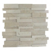 Splashback Tile Dimension 3D Brick Crema Marfil Pattern 12 in. x 12 in.x 8 mm Mosaic Floor and Wall Tile