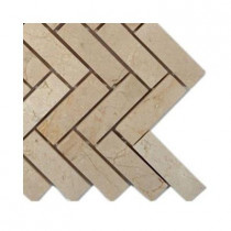 Splashback Tile Crema Marfil Herringbone Marble Tile Sample
