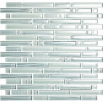 EPOCH Brushstrokes Bianco-1506 S Strips Mosaic Glass Mesh Mounted - 4 in. x 4 in. Tile Sample