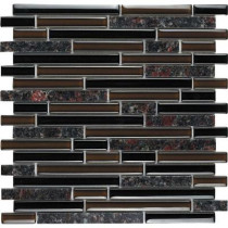 Epoch Architectural Surfaces Spectrum English Brown-1664 Granite And Glass Blend Mesh Mounted Tile - 2 in. x 12 in. Tile Sample