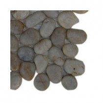 Splashback Tile Flat 3D Pebble Rock Beige Stacked Marble Mosaic Floor and Wall Tile - 6 in. x 6 in. Tile Sample-DISCONTINUED