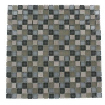 Splashback Tile Naiad Blend Squares Pattern 12 in. x 12 in. x 8 mm Marble And Glass Mosaic Floor and Wall Tile
