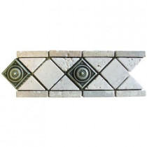 MS International Noche/Chiaro Pewter Scudo 4 in. x 12 in. Travertine/Metal Listello Floor and Wall Tile