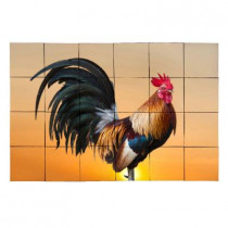 Tile My Style Sunset Rooster 36 in. x 24 in. Tumbled Marble Tiles (6 sq. ft. /case)