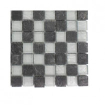 Splashback Tile Tectonic Squares Black Slate and Silver Glass Floor and Wall Tile - 6 in. x 6 in. Tile Sample