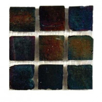 Splashback Tile Iridescent Raven 1 in. x 1 in. Glass Tile 6 in. x 6 in. Floor and Wall Tile Sample