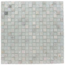 Splashback Tile Emerald Bay Blend Squares 12 in. x 12 in. x 8 mm Marble And Glass Mosaic Floor and Wall Tile