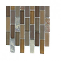 Splashback Tile Tectonic Brick Multicolor Slate and Earth Blend Glass Floor and Wall Tile - 6 in. x 6 in. Tile Sample