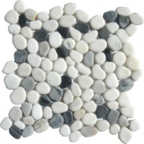MS International Black/White Pebbles 12 in. x 12 in. x 10 mm Marble Mesh-Mounted Mosaic Tile