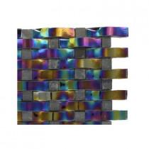 Splashback Tile Contempo Curve Rainbow Black Glass Mosaic Floor and Wall Tile Sample