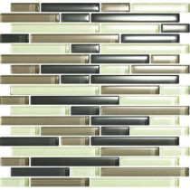 EPOCH Color Blends Selva 1601-S Gloss Strips Mosaic Glass Mesh Mounted Tile - 4 in. x 4 in. Tile Sample