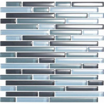 EPOCH Color Blends Gris-1600-S Gloss Strips Mosaic Glass Mesh Mounted Tile - 4 in. x 4 in. Tile Sample-DISCONTINUED