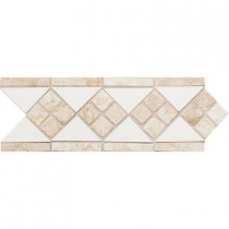 Daltile Fashion Accents White/Travertine 4 in. x 12 in. Ceramic Listello Wall Tile