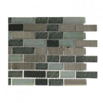 Splashback Tile Galaxy Blend Brick Pattern 1/2 in. x 2 in. Marble and Glass Tile - 6 in. x 6 in. Tile Sample