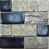 Studio E Edgewater Silverstrand Glass and Slate Mosaic & Wall Tile - 5 in. x 5 in. Tile Sample-DISCONTINUED