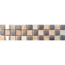 MS International Golden White/Metal Border 3 in. x 12 in. Floor and Wall Tile