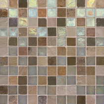 Studio E Edgewater Stone Steps 1 in. x 1 in. 11 3/4 in. x 11 3/4 in. Glass and Slate Floor & Wall Mosaic Tile-DISCONTINUED