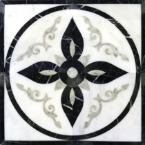 MS International Venetian Del Sol 24 in. x 24 in. Polished Marble Water-Jet Medallion Floor and Wall Tile