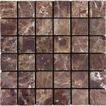 MS International Emperador Dark 12 in. x 12 in. x 10 mm Tumbled Marble Mesh-Mounted Mosaic Tile (10 sq. ft. / case)