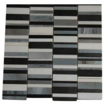 Splashback Tile Piano keys Winds Of Change 12 in. x 12 in. x 8 mm Marble Mosaic Floor and Wall Tile