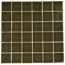 Splashback Tile 12 in. x 12 in. Contempo Khaki Polished Glass Tile-DISCONTINUED