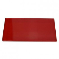 Splashback Tile Contempo Lipstick Red Polished 3 in. x 6 in. x 8 mm Glass Subway Tile