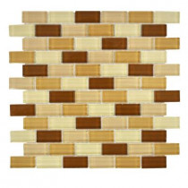 Jeffrey Court 12 in. x 12 in. Auburn Spice Brick Glass Mosaic Tile-DISCONTINUED