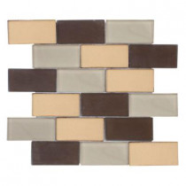 Jeffrey Court Balsamic Cold Brick 11.75 in. x 13.625 in. x 8 mm Glass Mosaic Wall Tile