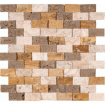 MS International Mixed 12 in. x 12 in. x 10 mm Splitface Travertine Mesh-Mounted Mosaic Tile