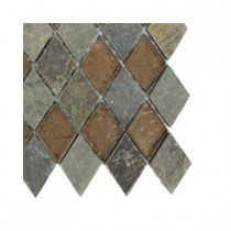 Splashback Tile Tectonic Diamond Multicolor Slate and Bronze Glass Floor and Wall Tile - 6 in. x 6 in. Tile Sample