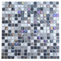 Splashback Tile Aztec Art City Slicker Grey 12 in. x 12 in.x 8 mm Glass Mosaic Floor and Wall Tile