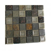 Splashback Tile Roman Selection Emperial Slate With Deco Glass Floor and Wall Tile - 6 in. x 6 in. Tile Sample