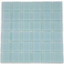 Splashback Tile Contempo Blue Gray Frosted Glass 12 in. x 12 in. x 8 mm Floor and Wall Tile