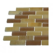 Splashback Tile Contempo Burnt Sugar 1/2 in. x 2 in. Marble And Glass Tile - 6 in. x 6 in. Tile Sample-DISCONTINUED
